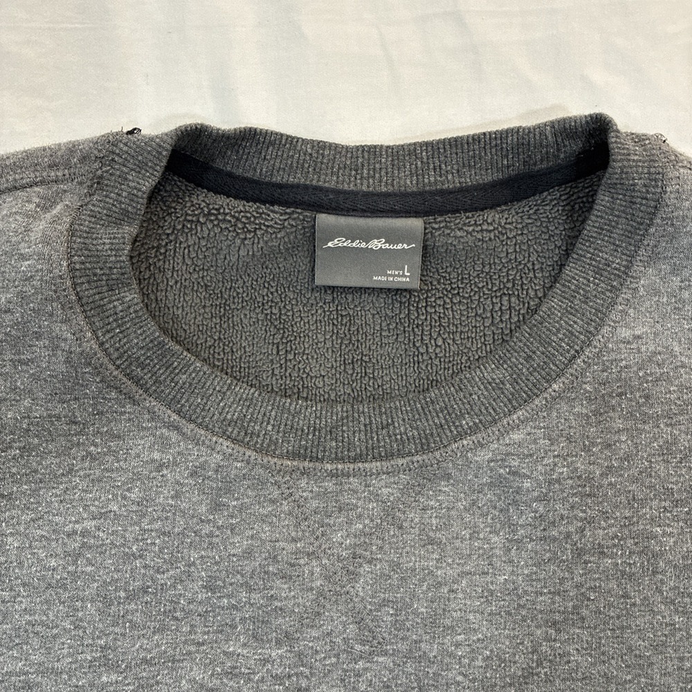 Eddie Bauer Sweatshirt Mens Large Gray Soft Fleece Crewneck Pullover Casual - Picture 2 of 10